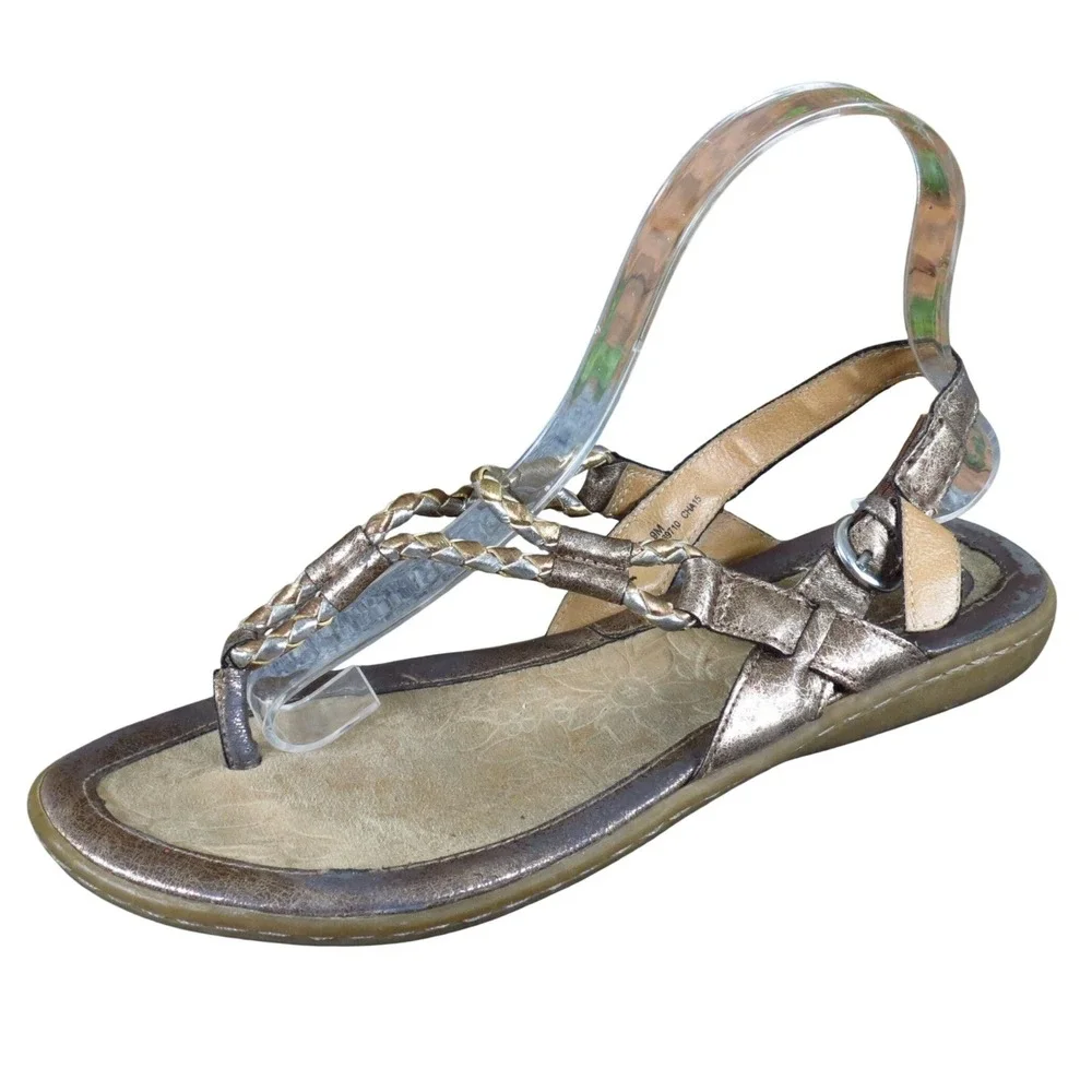 B.O.C. Kesia Women Sandal Size 9 Casual Comfort Bronze‎ Metallic Braided Thong